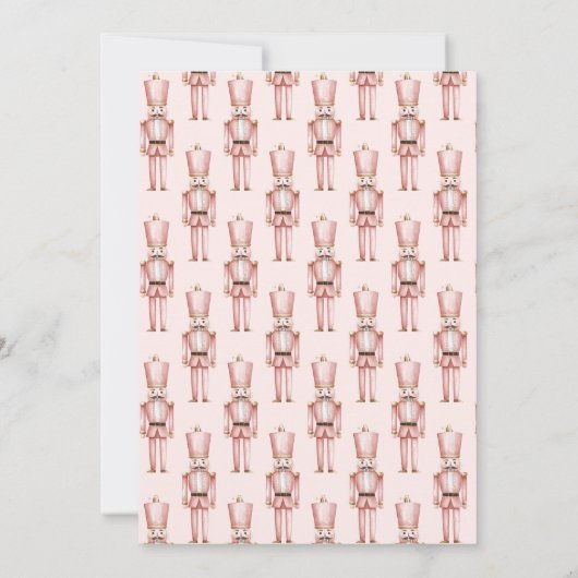 くるみクラッカーピンク金ゴールドオーナメントホリデーパーティー 招待状 (裏面)