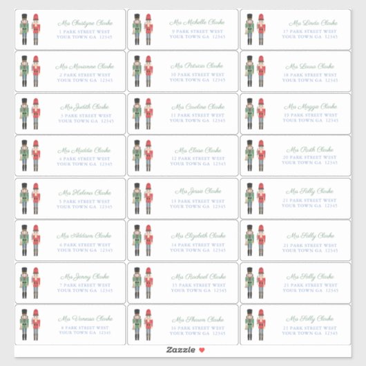 くるみクラッカーファミリークリスマスカードアドレスステッカー シール (シート)