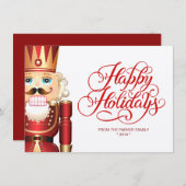 くるみクラッカーホリデークリスマスパーティーグリーティングカード (正面/裏面)