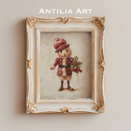 くるみクラッカーホリー絵を描ベリーのクリスマスアート ポスター