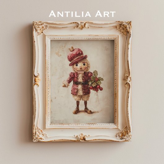 くるみクラッカーホリー絵を描ベリーのクリスマスアート ポスター