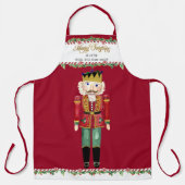 くるみクラッカーメリークリスマスキッズ名が大好き エプロン (正面)