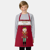 くるみクラッカーメリークリスマスキャンディーケーンホリーw名前 エプロン (着用した状態)