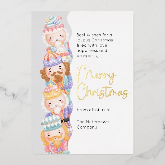 くるみクラッカーメリークリスマスフォイルホリデーカード 箔シーズンカード (正面)