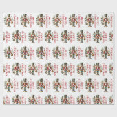 くるみクラッカーメリークリスマスレッドレトロタイポグラフィ ラッピングペーパー (フラット)