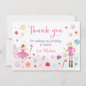 くるみクラッカーランド・オブ・スイーツピンク金ゴールド誕生日 サンキューカード (正面)