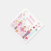 くるみクラッカーランド・オブ・スイーツピンク金ゴールド誕生日 スタンダードカクテルナプキン (角)