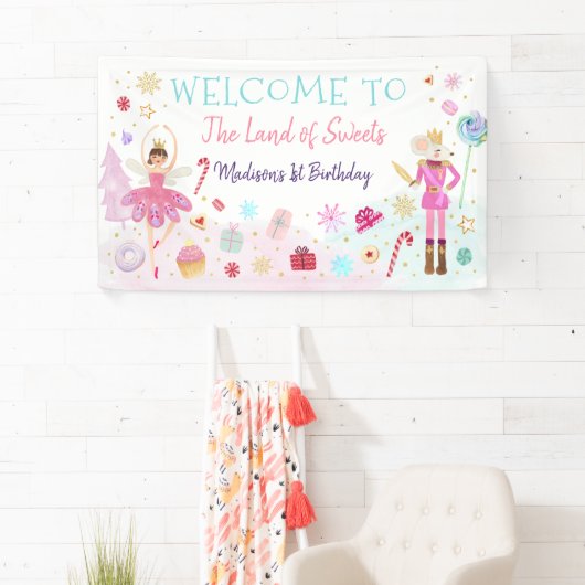 くるみクラッカーランド・オブ・スイーツピンク金ゴールド誕生日 横断幕 (インサイチュ)