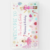 くるみクラッカーランド・オブ・スイーツピンク金ゴールド誕生日 横断幕 (縦)