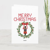 くるみクラッカーレッドボウストライプフェスティバルクリスマス シーズンカード (裏面)