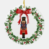 くるみクラッカーレッドボウリースクリスマスオーナメントデコール セラミックオーナメント (裏面)