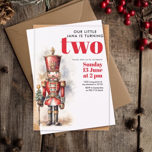 くるみクラッカーレッドマジカル誕生日 | フェスティバル アクリル招待状