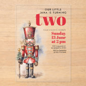 くるみクラッカーレッドマジカル誕生日 | フェスティバル アクリル招待状 (正面)