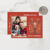 くるみクラッカー写真クリスマスカスタムの挨拶カード ノートカード (正面/裏面インサイチュ)