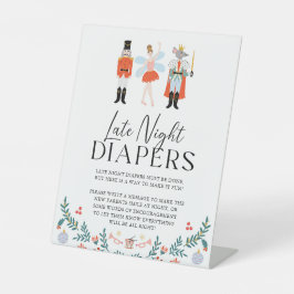 くるみクラッカー夜遅くのおむつクリスマスベビーシャワー 台座サイン