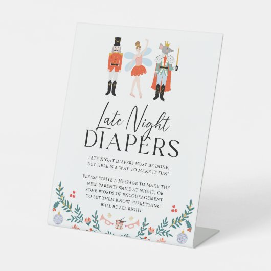 くるみクラッカー夜遅くのおむつクリスマスベビーシャワー 台座サイン (正面)