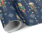 くるみクラッカー海軍ブルービンテージクリスマスプレゼント ラッピングペーパー (ロールコーナー)