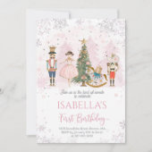 くるみクラッカー誕生日シュガープラムピンク 招待状 (正面)