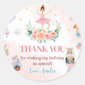 くるみクラッカー誕生日パーティーサンキューメッセージカード ラウンドシール (正面)