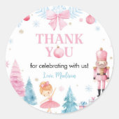 くるみクラッカー誕生日パーティーサンキューメッセージカード ラウンドシール (正面)