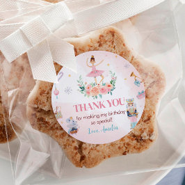 くるみクラッカー誕生日パーティーサンキューメッセージカード ラウンドシール