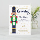 くるみクラッカー金ゴールドスノーフレークスクリスマスパーティーホリデー 招待状 (スタンド正面)