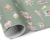 くるみクラッカー雪玉の緑の妖精のクリスマス ラッピングペーパー (ロールコーナー)