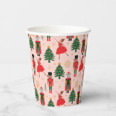 くるみクラッカー&バレリーナかわいいピンクのクリスマス 紙コップ (裏面)