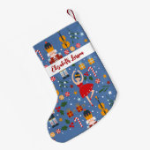 くるみクラッカー&バレリーナかわいいピンクのメリークリスマス スモールクリスマスストッキング (裏面 (吊り時))