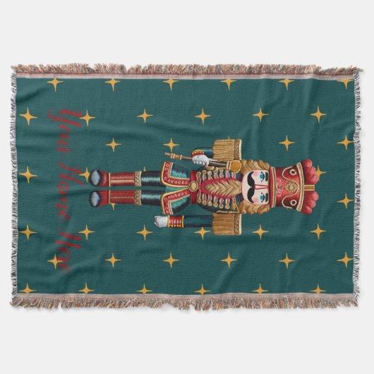 くるみパーソナライズされた割りクリスマスホリデー スローブランケット (正面)