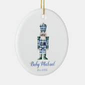 くるみパーソナライズされた割りクリスマス生まれたばかりの男の赤ちゃん セラミックオーナメント (右)