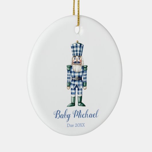 くるみパーソナライズされた割りクリスマス生まれたばかりの男の赤ちゃん セラミックオーナメント (右)