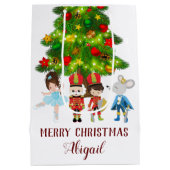 くるみパーソナライズされた割りバレエのクリスマス ミディアムペーパーバッグ (裏面)