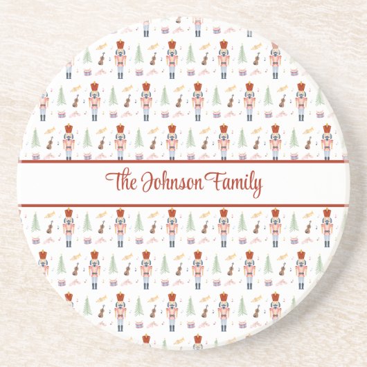 くるみパーソナライズされた割りバレエ音楽ホリデードリンク コースター (正面)