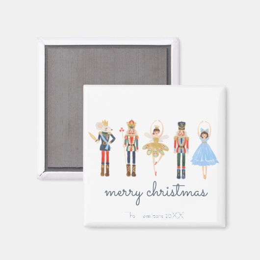くるみパーソナライズされた割り人形メリークリスマス マグネット (正面/裏面)