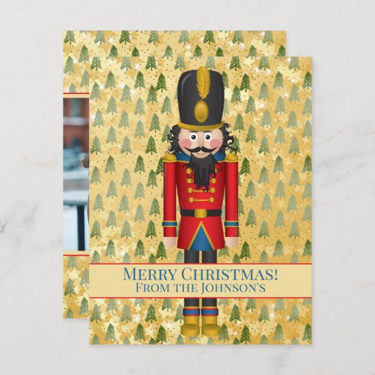 くるみパーソナライズされた割り写真クリスマスクリスマス カード (正面/裏面)