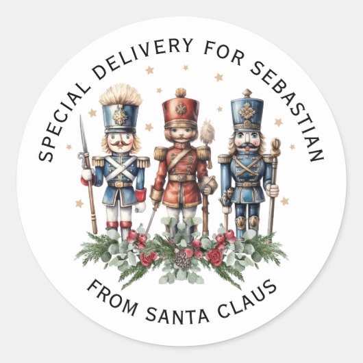 くるみパーソナライズされた割り子クリスマス ラウンドシール (正面)