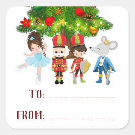 くるみパーソナライズされた割り、バレエのクリスマス スクエアシール