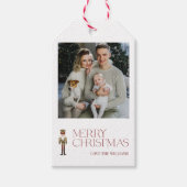 くるみモダンクラッカーメリークリスマスフォトタイポグラフィ ギフトタグ (正面)