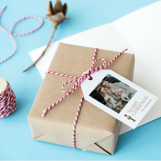 くるみモダンクラッカーメリークリスマスフォトタイポグラフィ ギフトタグ