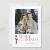 くるみモダンクラッカーメリークリスマスフォトタイポグラフィ シーズンカード (正面)