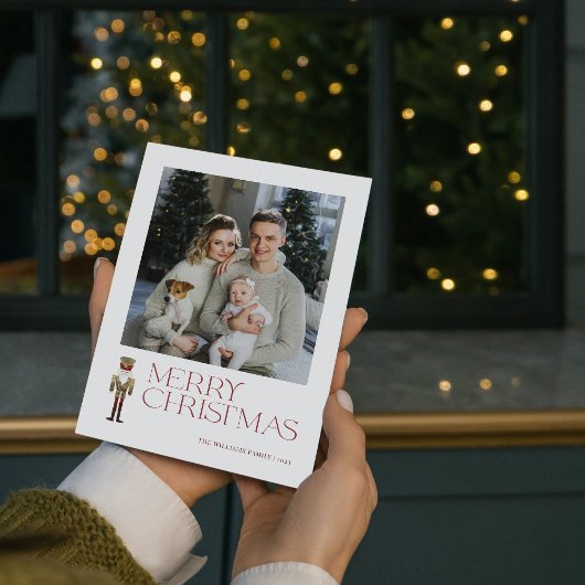 くるみモダンクラッカーメリークリスマスフォトタイポグラフィ シーズンカード