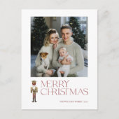 くるみモダンクラッカーメリークリスマスフォトタイポグラフィ シーズンポストカード (正面)