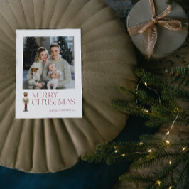 くるみモダンクラッカーメリークリスマスフォトタイポグラフィ シーズンポストカード