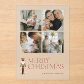 くるみモダンクラッカーメリークリスマス4フォトホリデー アクリル招待状 (正面)