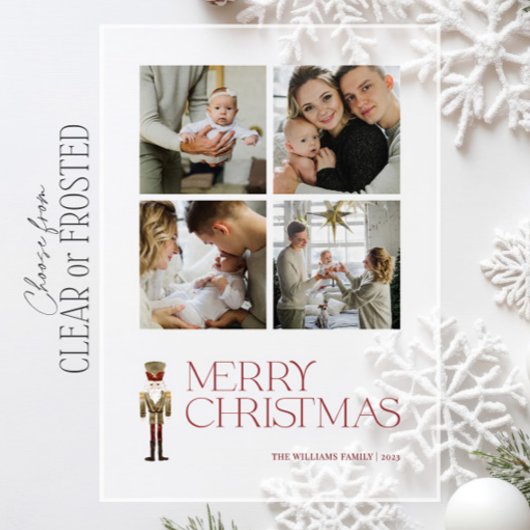 くるみモダンクラッカーメリークリスマス4フォトホリデー アクリル招待状
