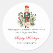 くるみモダン割りカーハッピーホリデーズクリスマス ラウンドシール (正面)