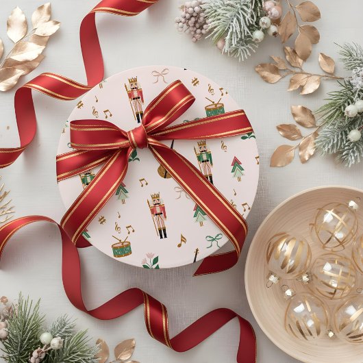くるみモダン割りクリスマスバウのリボンパターン ラッピングペーパー