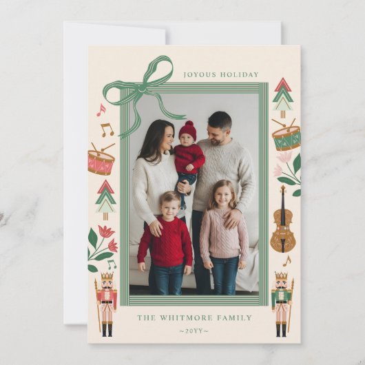 くるみモダン割りクリスマスボウリボン写真フレーム シーズンカード (正面)