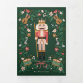 くるみモダン割りクリスマスボウリボン写真フレーム 三つ折りクリスマスカード (カバー)